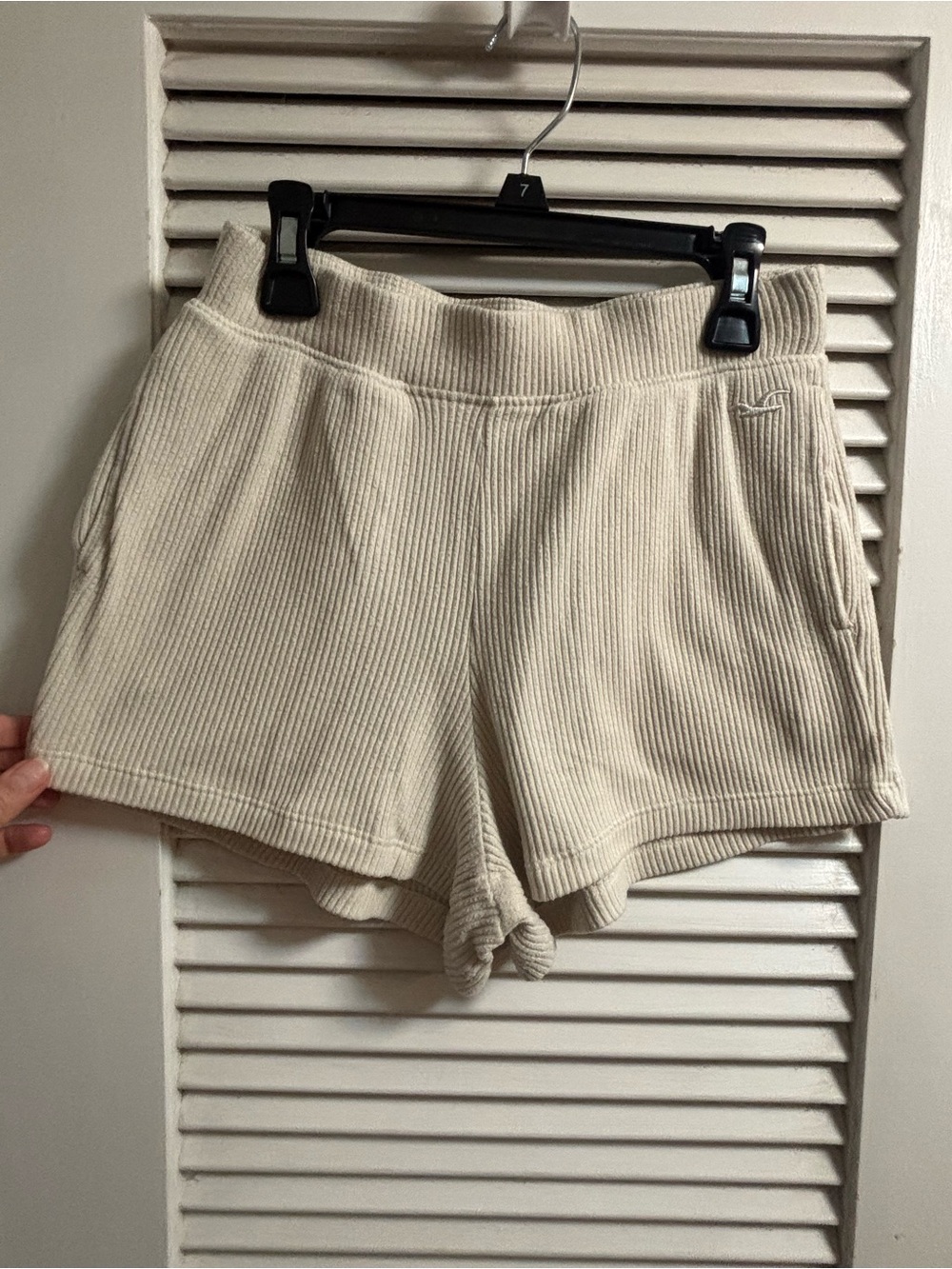 Hollister Ribbed Knit Shorts in Cream
